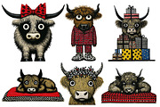 Christmas Highland Cow Clipart, an Illustration by Designworld (Thumbnail 3 of 5)