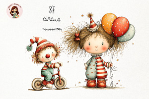 Circus Kids and Animals Clipart, a Person Illustration by Nicolle's Colorful Art