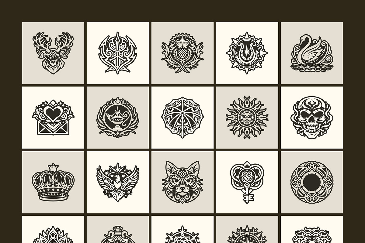 1500 Tattoo Symbols Icons, a Solid Icon by Creative Stall (Photo 10 of 19)