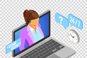 Isometric Online Customer Support, a Person Illustration by TAlex (Thumbnail 2 of 6)