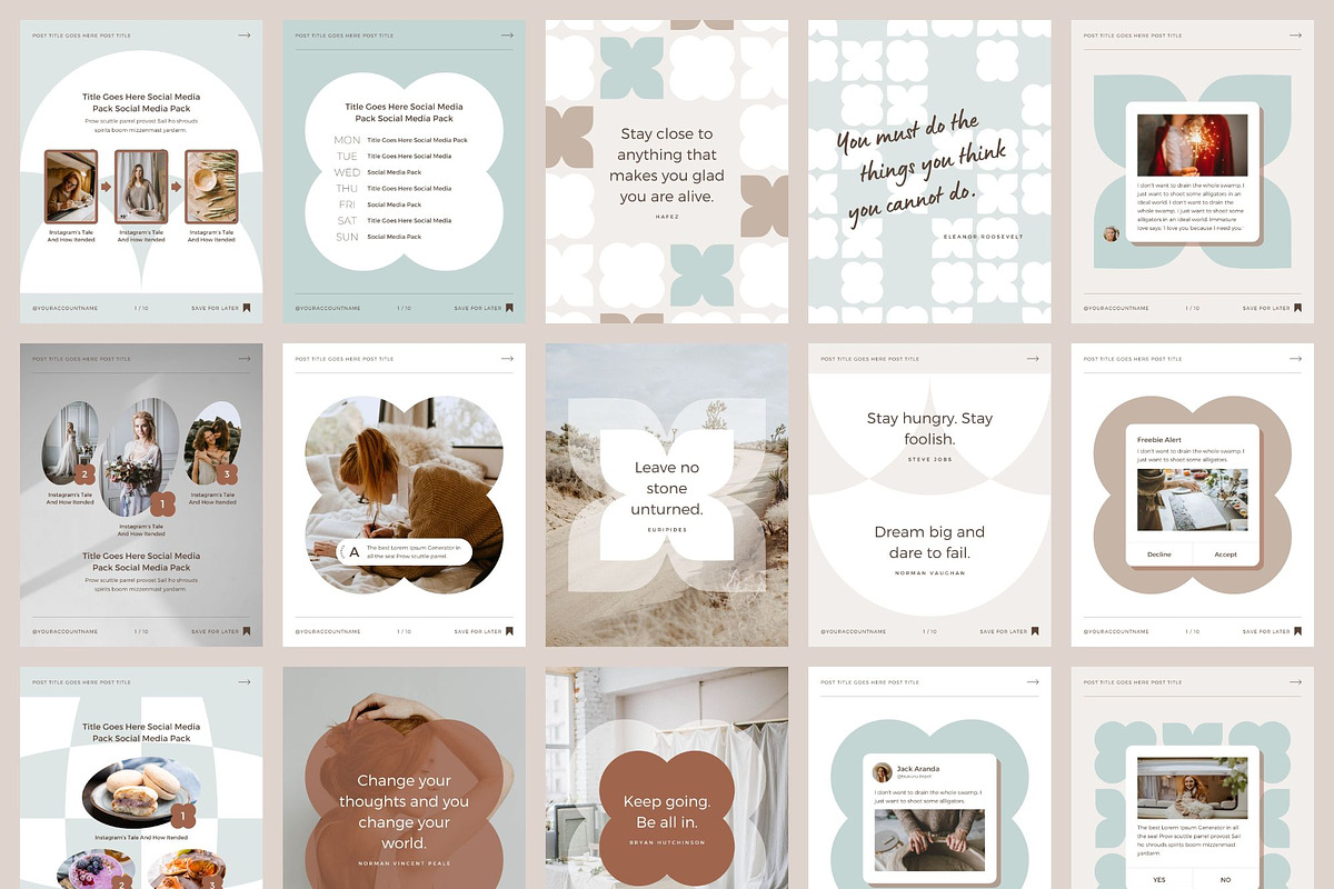 Instagram Template Canva Pack Mint, a Social Media Template by Keikoya (Photo 6 of 21)