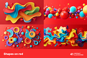 Shapes on red. 41 images, a Background Graphic by Handmadefont (Thumbnail 10 of 11)