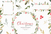 Christmas Wreath Clipart Card Border, a Work Illustration by Essem Creatives (Thumbnail 1 of 8)