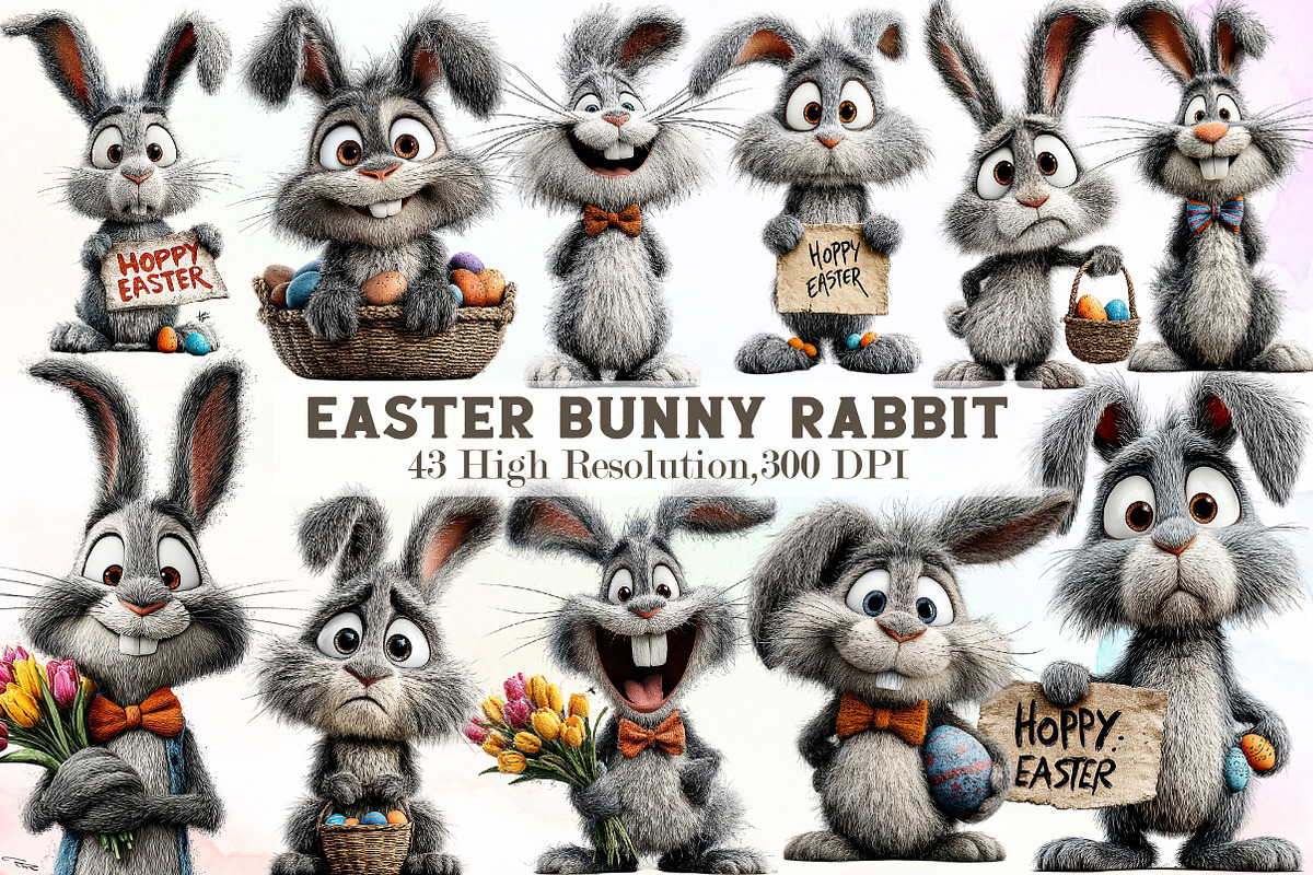 Whimsical Easter Bunny Rabbit Clipar, an Illustration by Sublimation Artist (Photo 1 of 7)