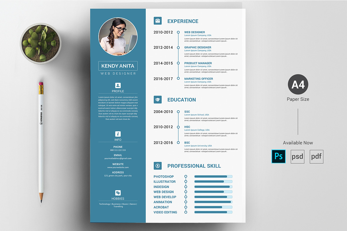 Clean CV / Resume PSD Template, a Resume Template by ARP Creation (Photo 1 of 11)