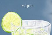 Mojito Watercolor Cocktail, a Food Illustration by Olexandra Mur (Thumbnail 2 of 6)