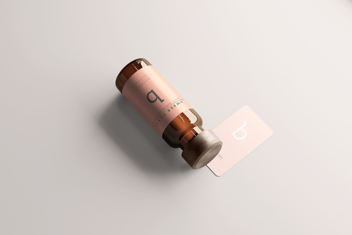 Amber Glass Vial Bottle Mockups, a Cups & Container Mockup by pmvch (Photo 17 of 20)