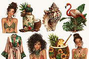 Watercolor Tropical Beach Girl, a Person Illustration by BusyDaydesign (Thumbnail 3 of 9)