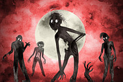 Watercolor Zombie Silhouettes, an Illustration by Dapper Dudell (Thumbnail 4 of 5)