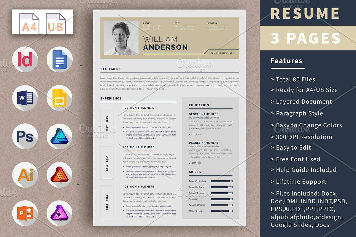 Resume Template | CV Design | 3 Page, a Resume Template by Alice_s (Photo 1 of 6)