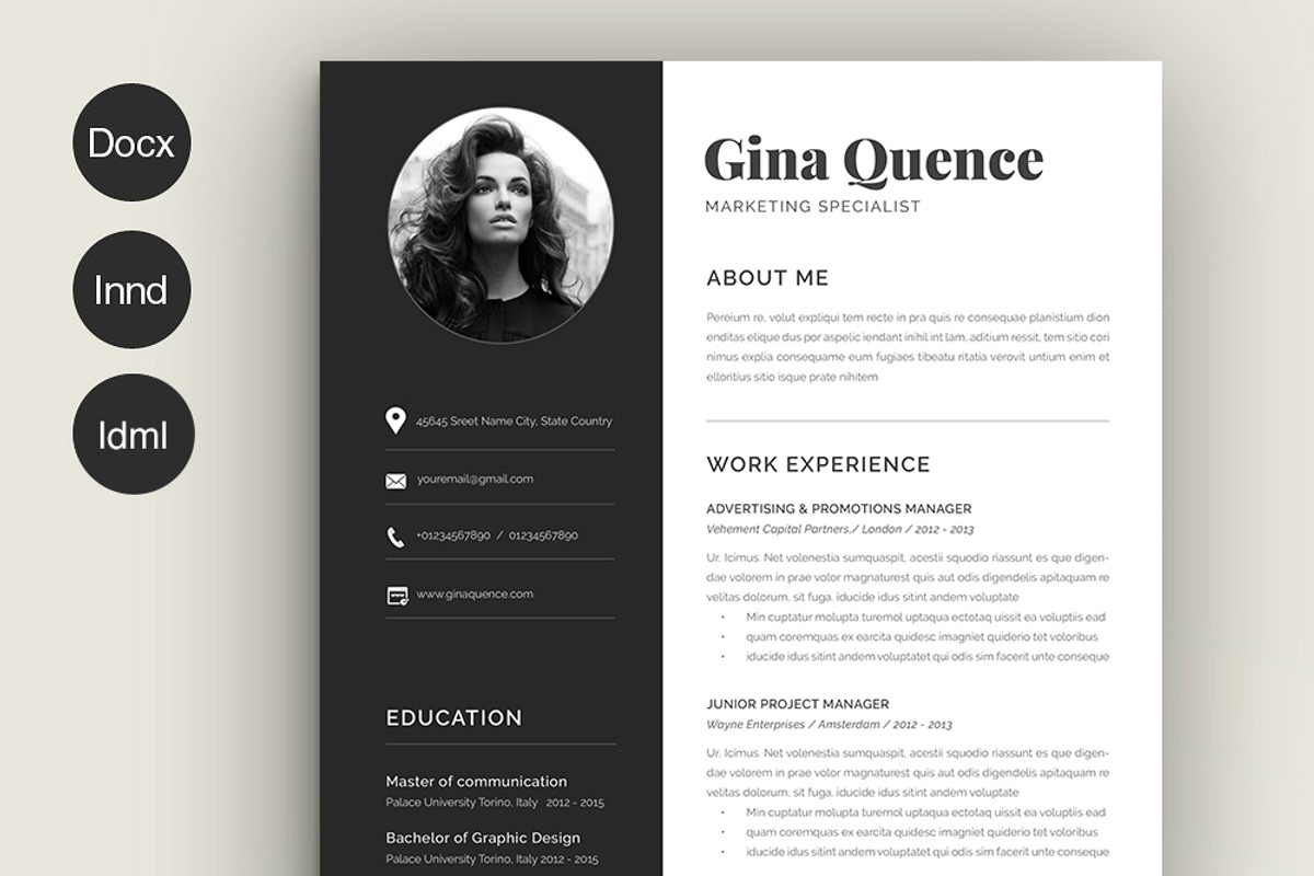 Resume Gina, a Resume Template by Estartshop (Photo 1 of 5)
