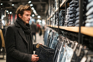 Man shopping for jeans in clothing s, a Photo by Pixeness Studio
