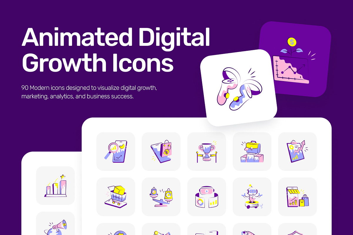 90 Animated Digital Growth Icons, a Duotone Icon by Vectors Market (Photo 1 of 3)