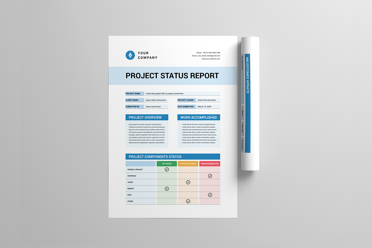 Project Status Report | Word & Indd, a Stationery Template by Leaflove