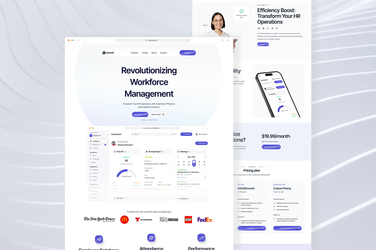 SolveHR - HR SaaS Landing Page, a Landing Page Template by Eureka Supply (Photo 2 of 5)