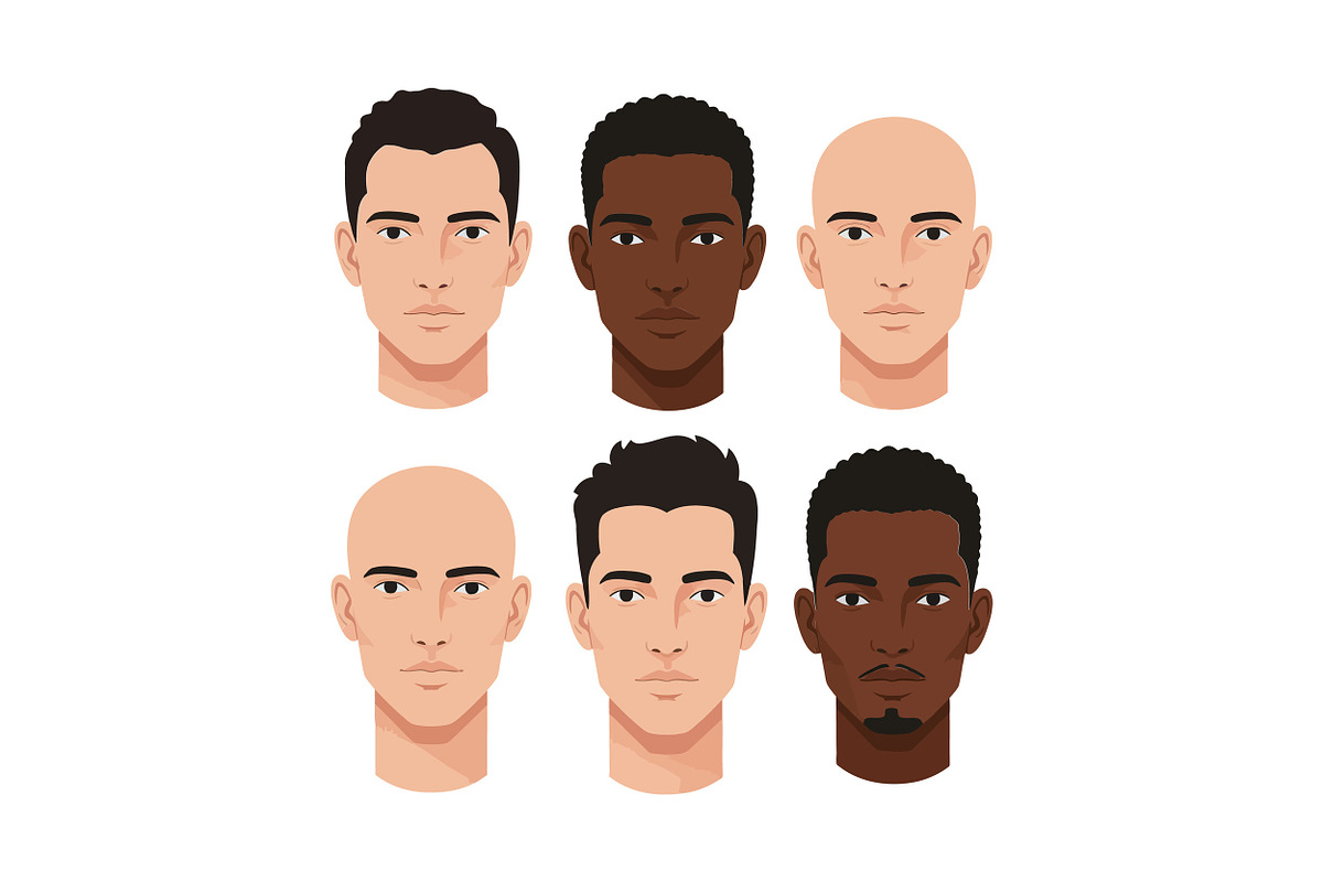 Six diverse male facial illustration, an Illustration by designvectx