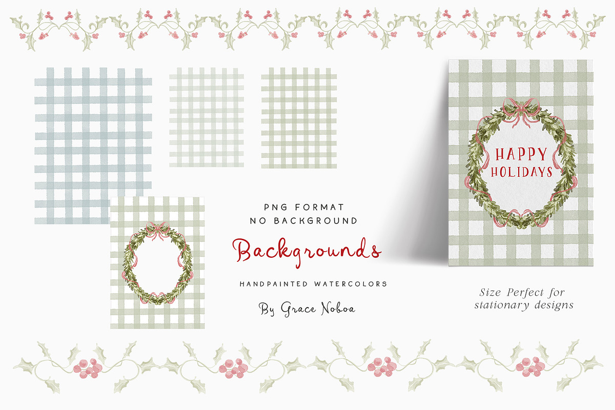 Watercolor Christmas Floral Bows, a Decorative Illustration by Grace Noboa Illustrations (Photo 18 of 24)