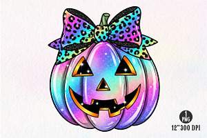 Neon Coquette Halloween Pumpkin PNG, an Illustration by Dream Creation