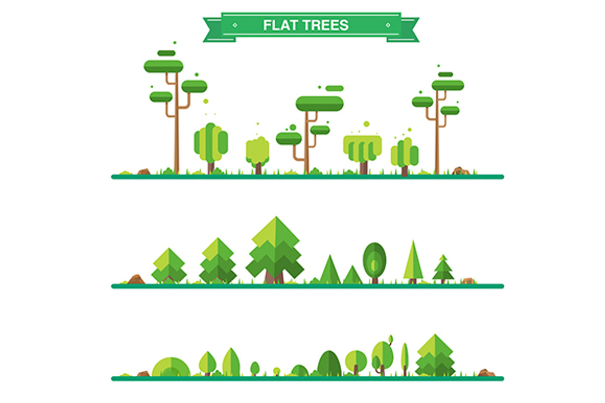 Vector set of different trees, an Object Graphic by Krolone