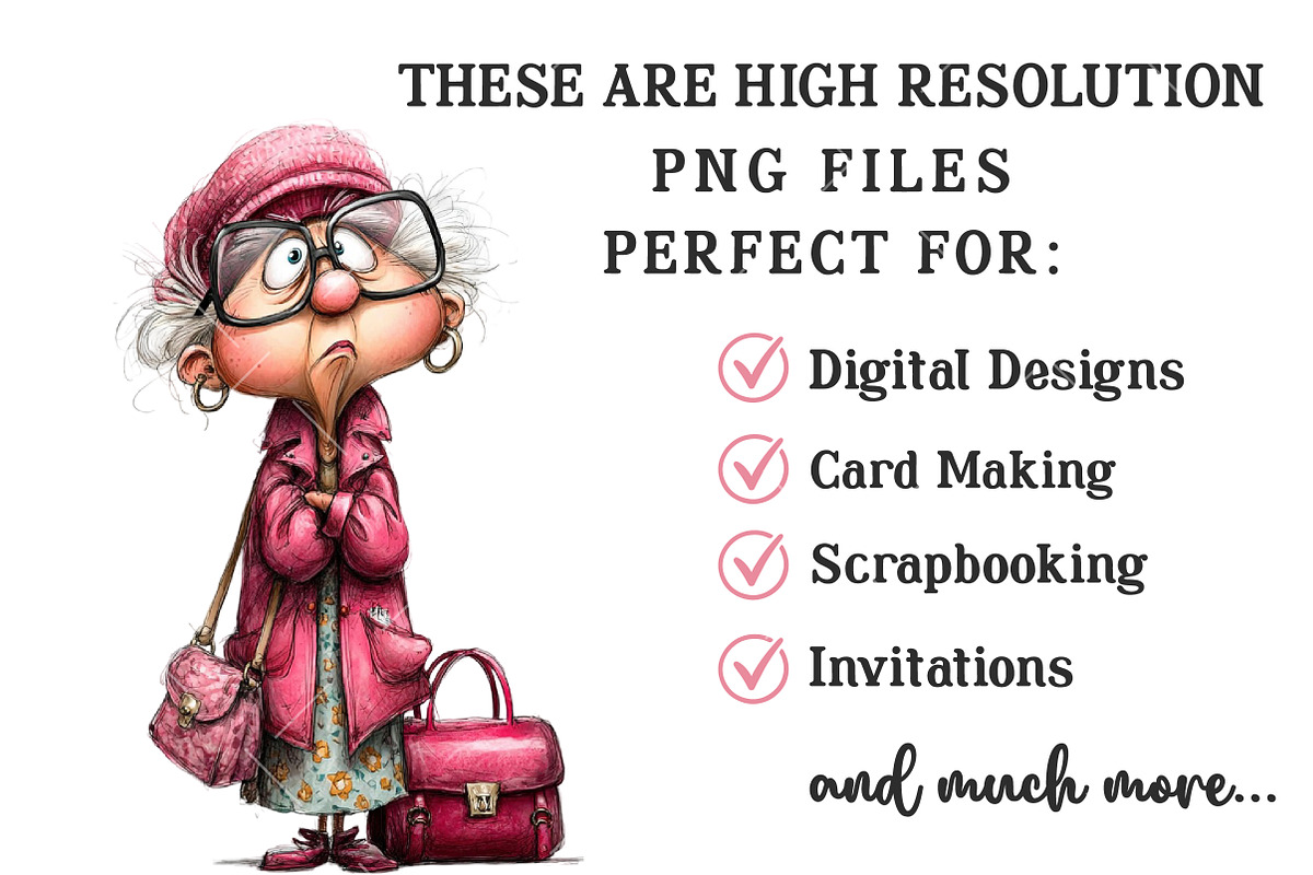 Funny Old Lady Clipart, an Illustration by OK Design (Photo 6 of 6)