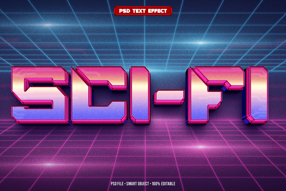 Sci-fi 3D editable text effect, a Layer Style Add-On by Hello Muh (Photo 1 of 2)
