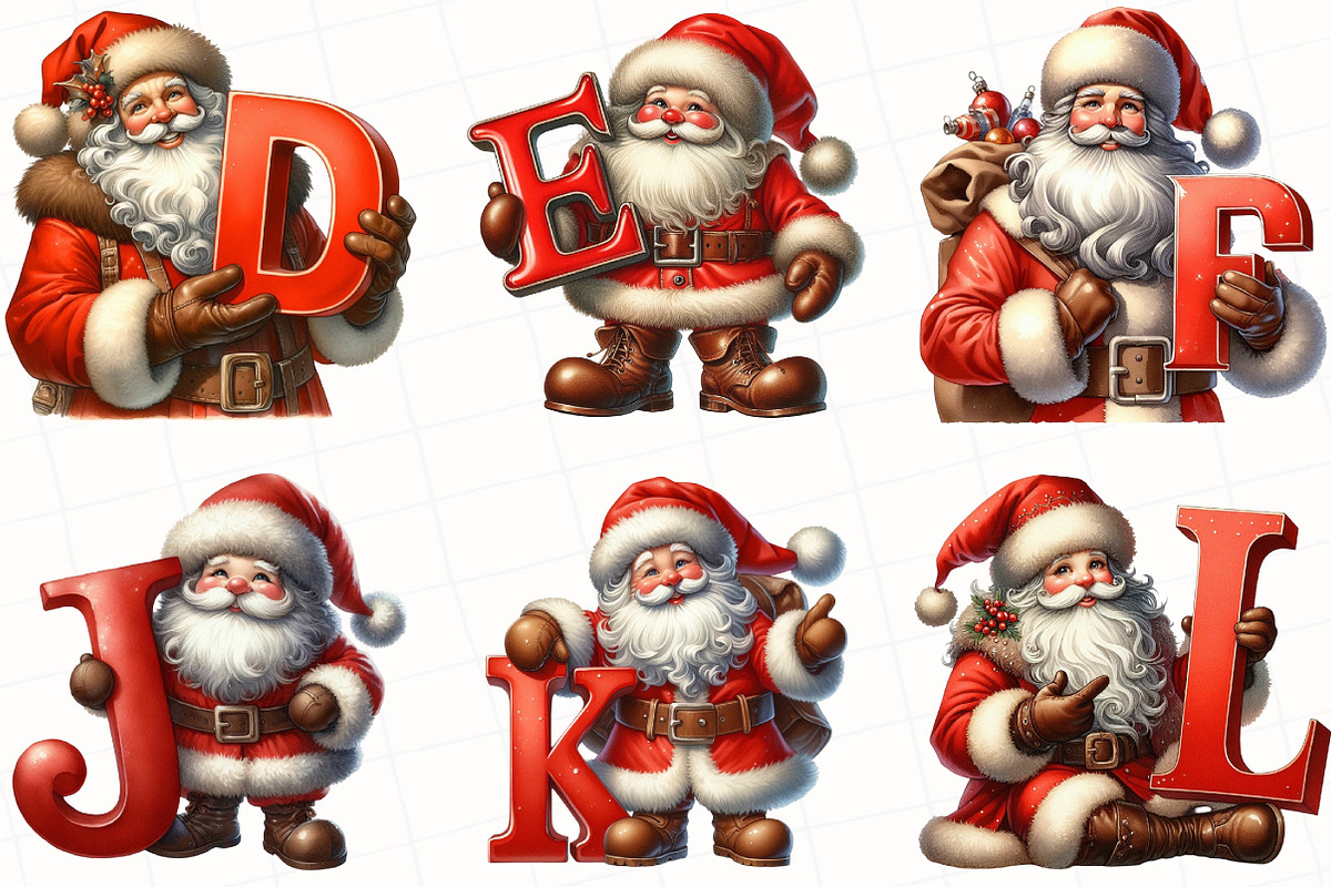 Christmas Santa Alphabet Clipart, an Illustration by OK Design (Photo 2 of 5)