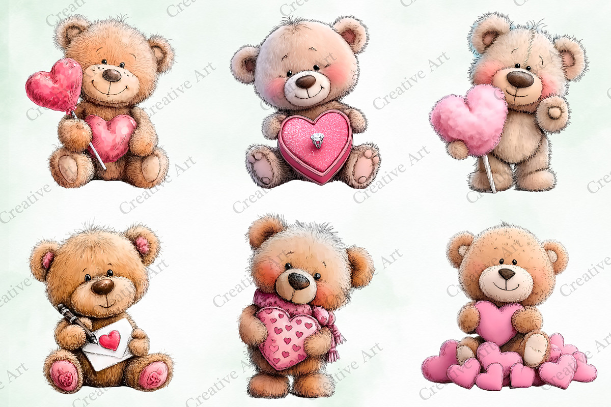 Whimsical Valentine Cute Teddy, an Illustration by Creative Art (Photo 2 of 9)