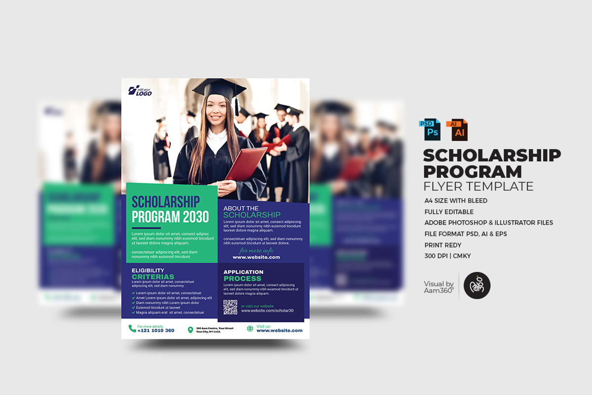 Scholarship Program Flyer Template, a Flyer Template by Aam360 (Photo 1 of 3)