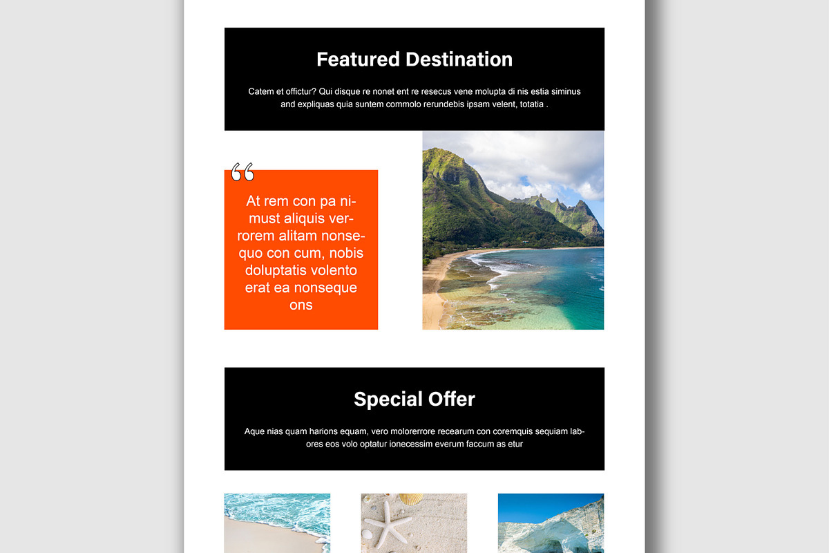 Travel Email Newsletter Layout, an UI Kit Template by MightyDesign (Photo 3 of 8)
