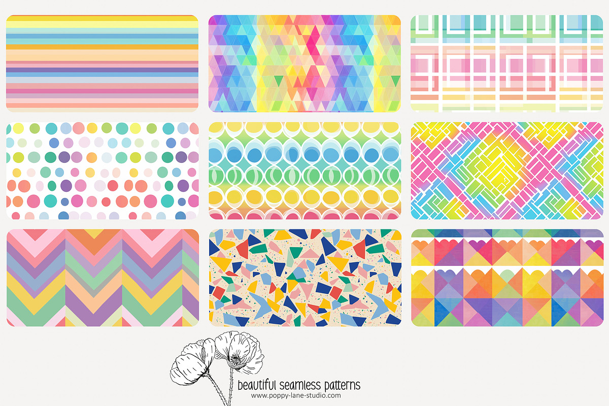 80 pastel geometric seamless pattern, a Pattern Graphic by Poppy Lane Studio (Photo 9 of 11)
