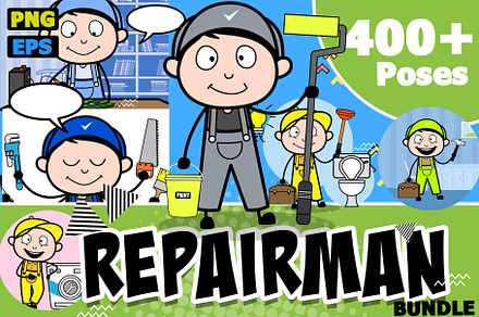 Repairman ~ Cartoon Character Set, a Person Illustration by The Toon Company