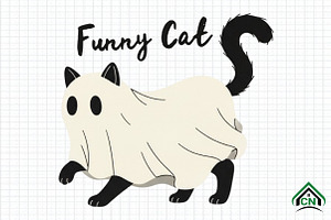 Black Cat Ghost Halloween PNG, an Illustration by Craft Nest