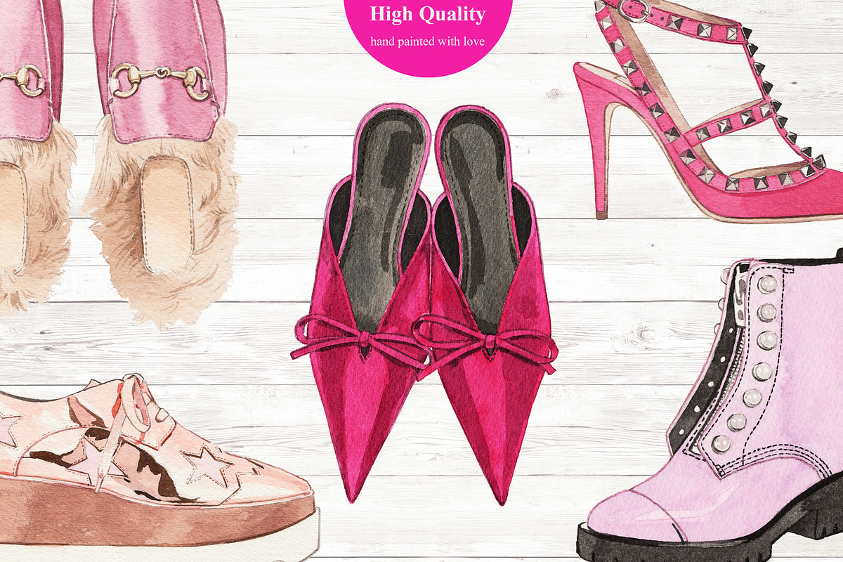 24 WATERCOLOR PAINTED PINK SHOES, an Illustration by Sweet Oh Sour (Photo 2 of 5)