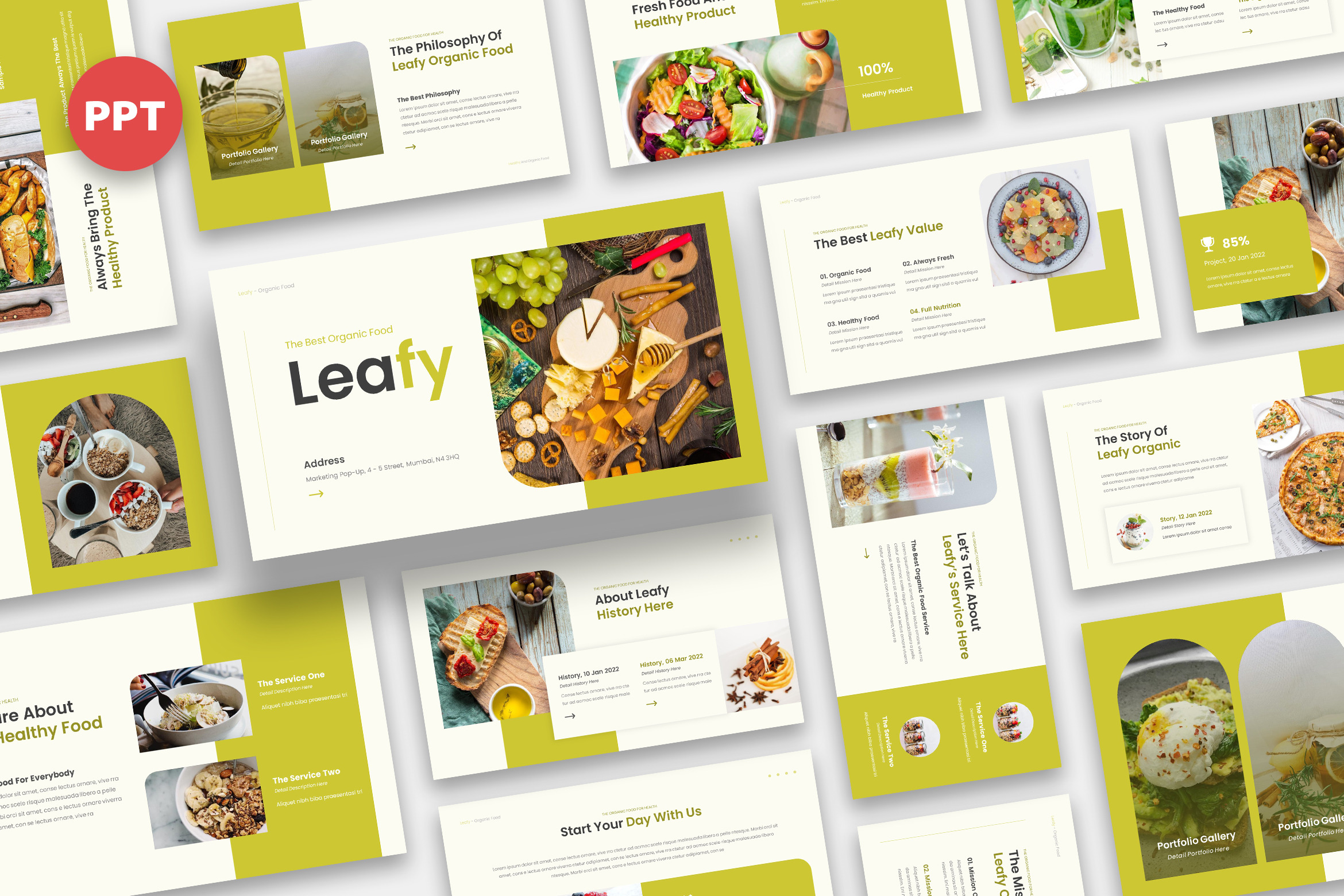 Leafy Organic Food Powerpoint, a Presentation Template by kerismaker