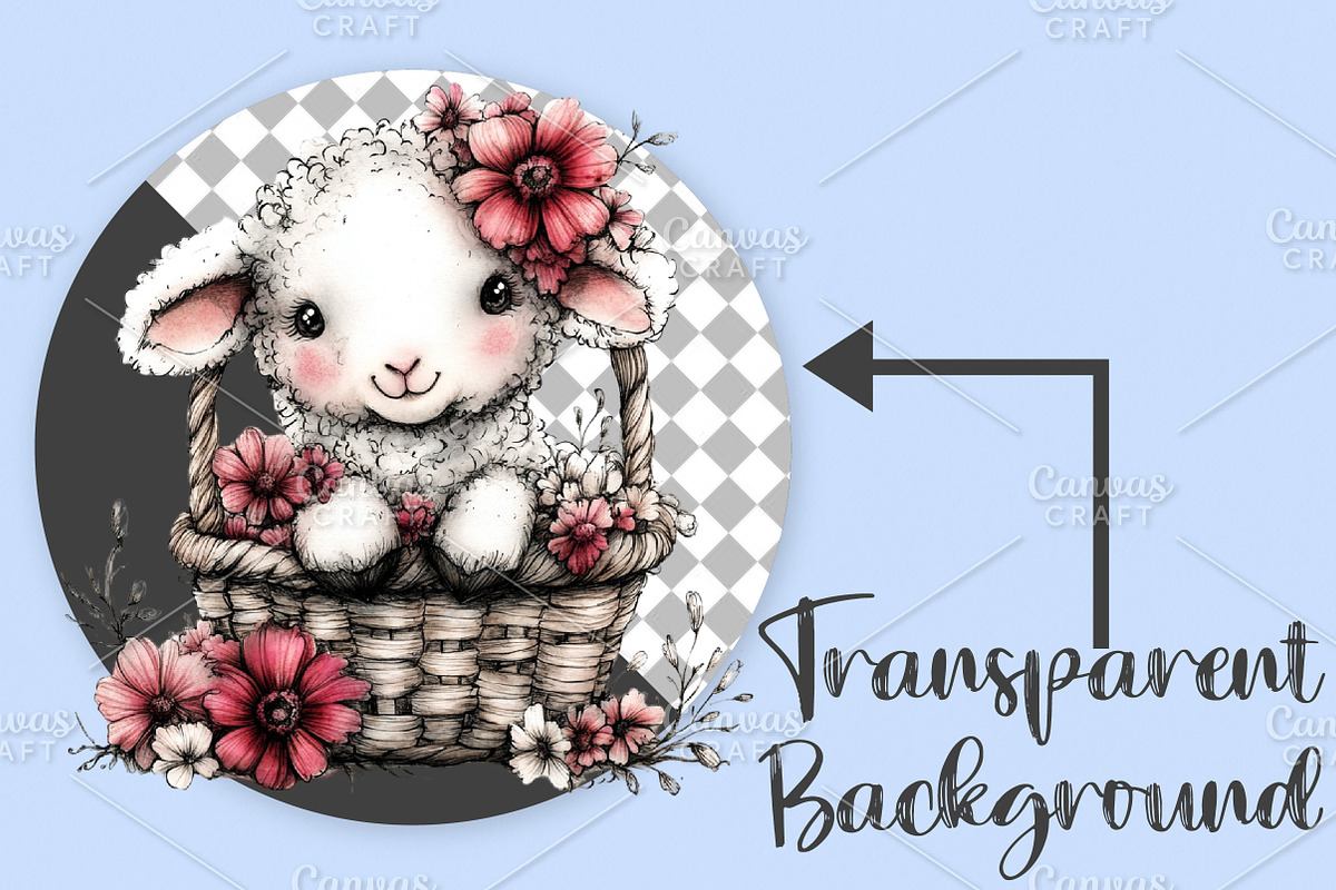 Whimsical Spring Lamb Clipart Bundle, an Illustration by Canvas Craft (Photo 2 of 7)