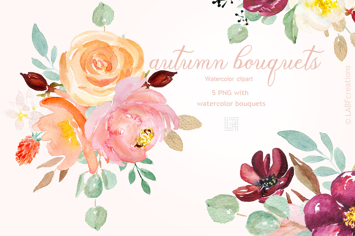 Autumn watercolour bouquets, an Education Illustration by LABFcreations (Photo 5 of 5)