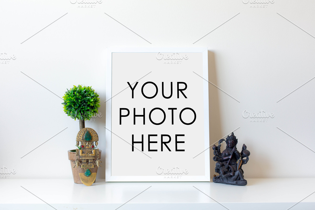 White Frame With Statue & Topiary, a Print Template by F R A M E D // SUPPLY CO.