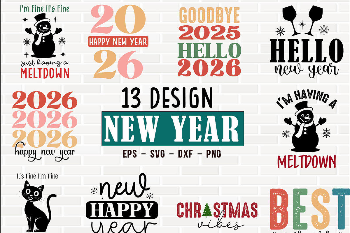 New Year And Christmas Designs, a Graphic by crative8112 (Photo 1 of 13)