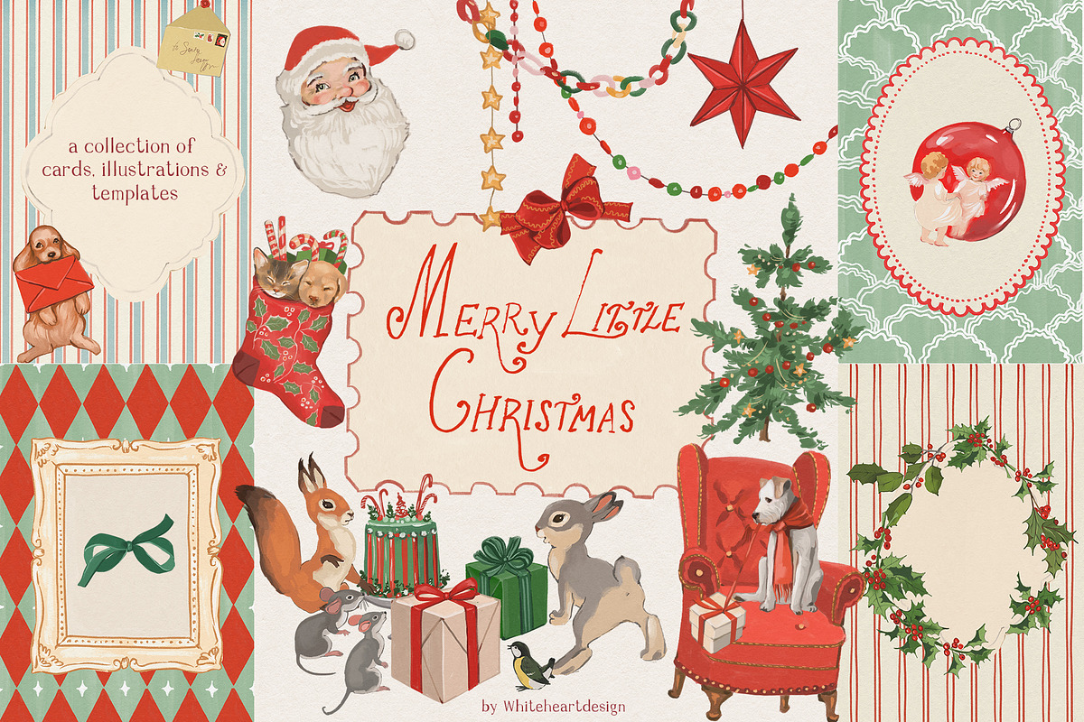 Vintage Christmas Illustrations, a Decorative Illustration by whiteheartdesign (Photo 1 of 22)
