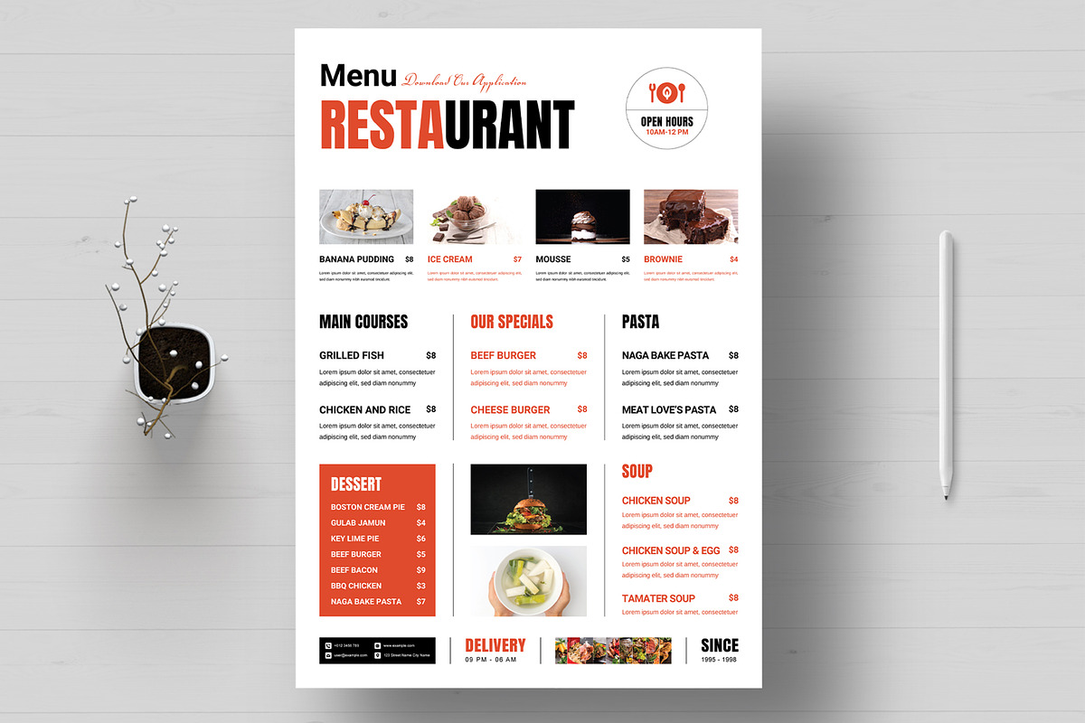 Minimalist Food Menu Template