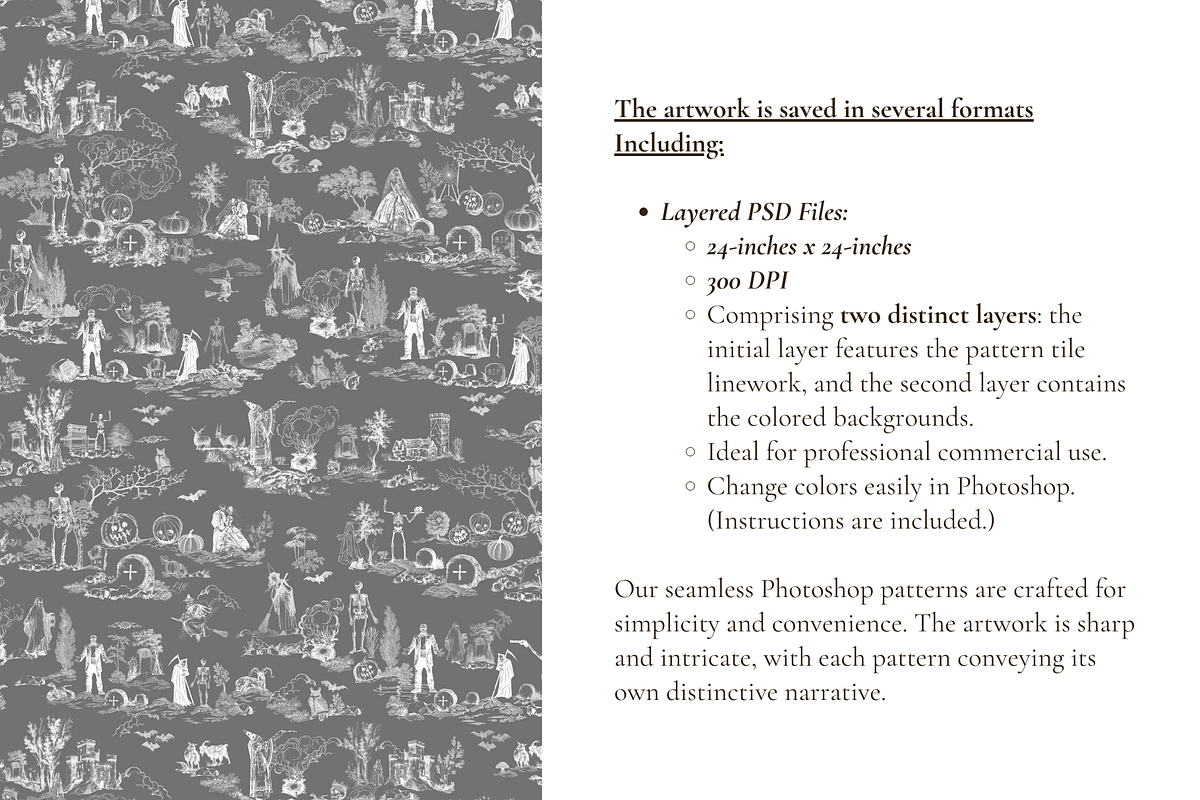 Halloween Toile de Jouy Pattern, a Background Graphic by Hughes Studio (Photo 5 of 7)
