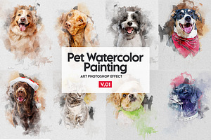Pet Watercolor Art Photoshop Effect, an Action Add-On by Shovajit