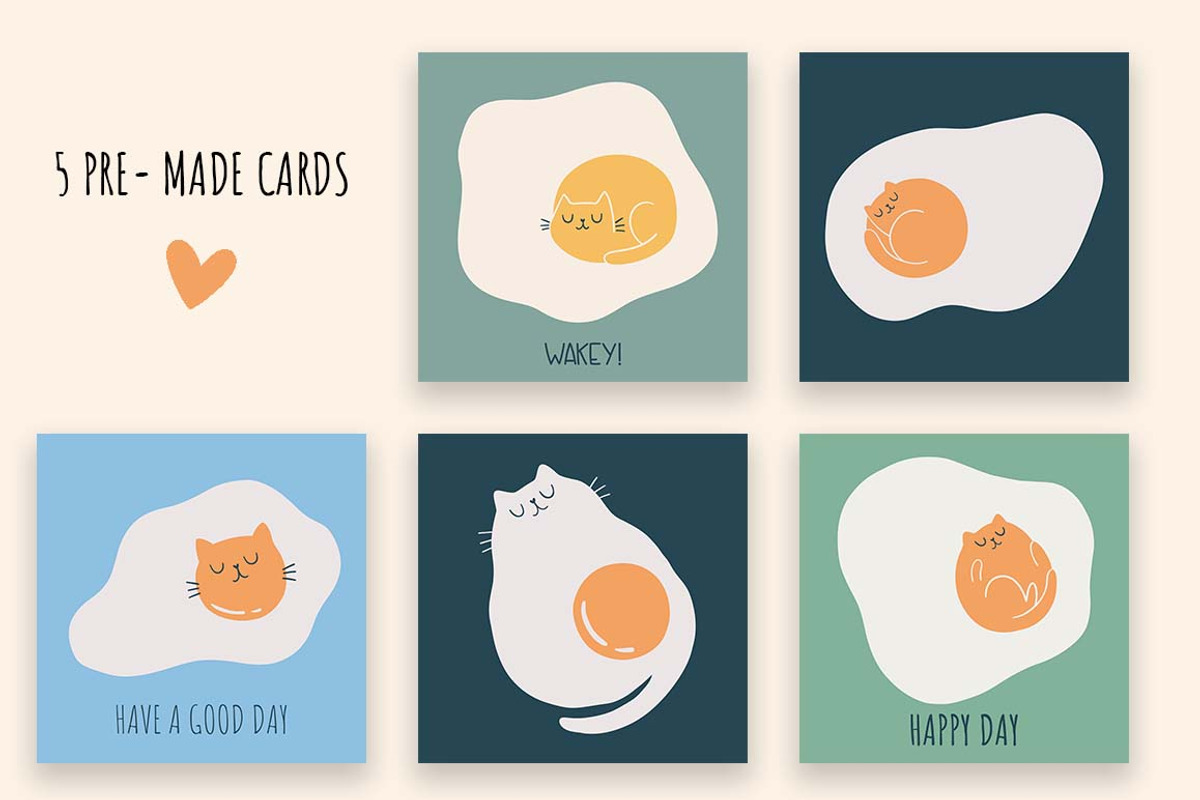 Funny Cats and Fried eggs, a Pattern Graphic by Irina Ostapenko (Photo 4 of 7)