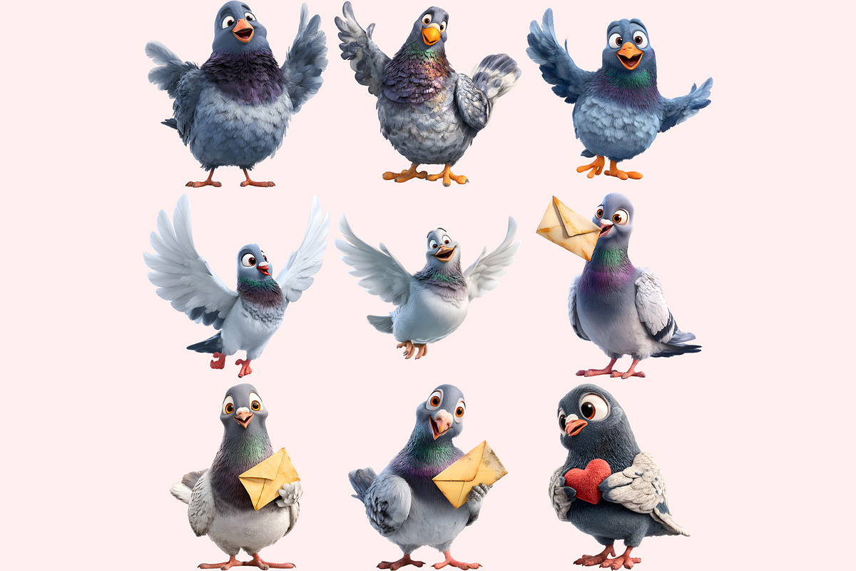 Pigeon PNG Clipart Bundle, a Graphic by M9 Design (Photo 4 of 9)