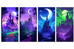 magic castles cartoon background, an Illustration by Stock-Smart-Start
