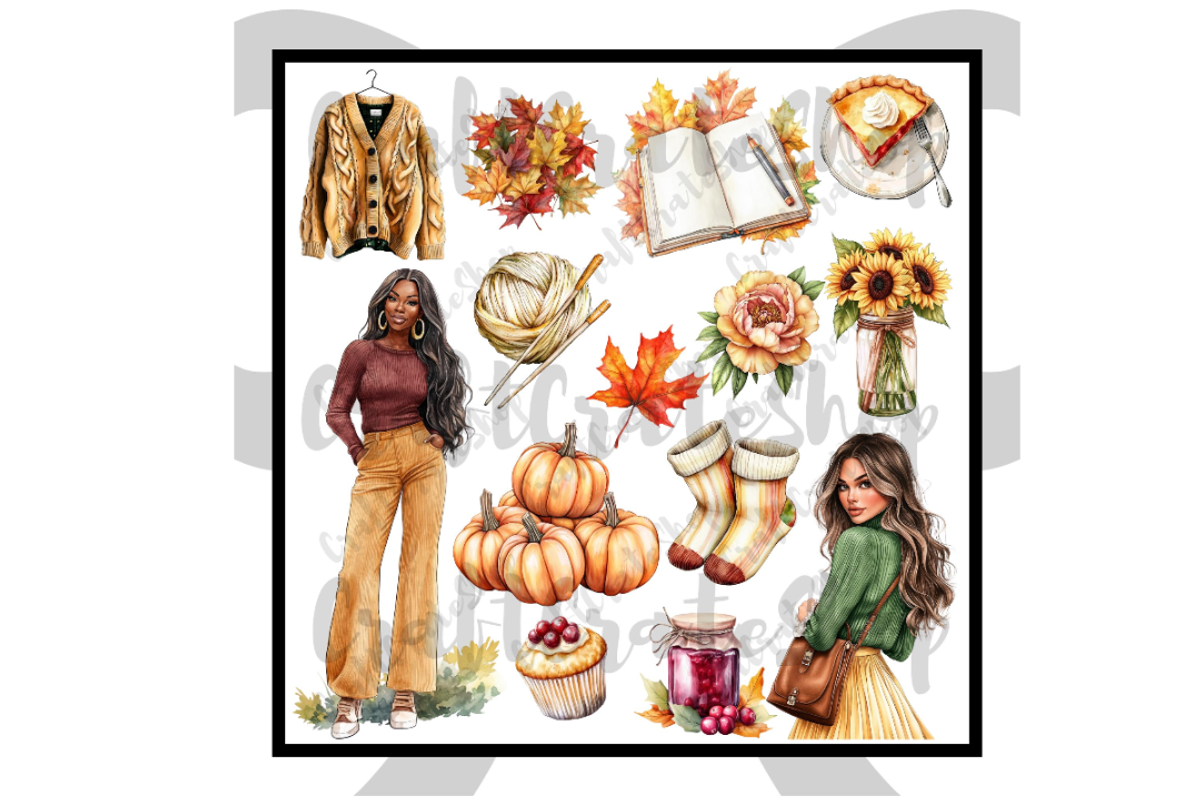 Watercolor Autumn Clipart Bundle, an Illustration by CraftCrateShop (Photo 3 of 7)