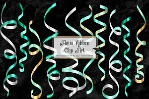 Aqua Ribbons Clip Art