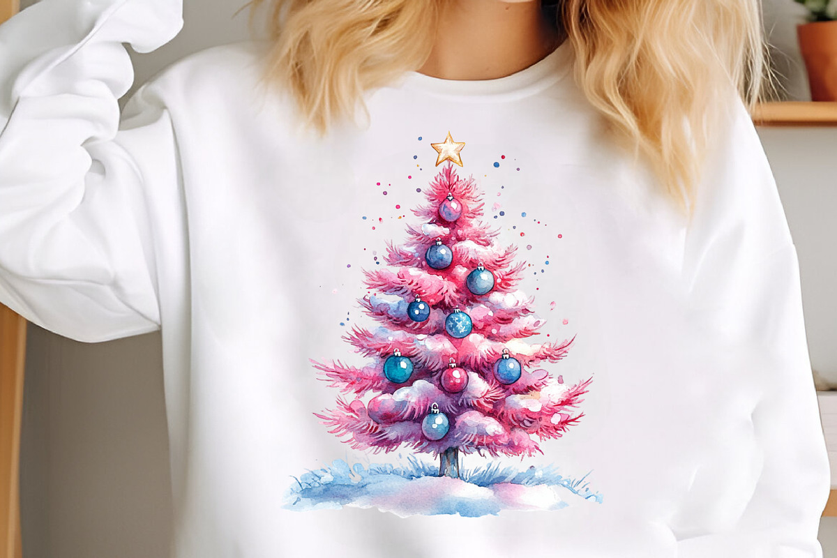 Pink Girly Christmas Embroidered PNG, an Illustration by SinaCreation (Photo 5 of 7)