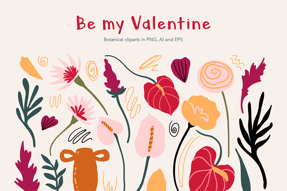 Be my Valentine flowers collection, a Seasonal Illustration by Volha Studio (Photo 4 of 11)