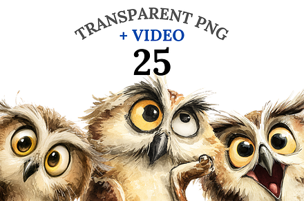 25 Owl Clipart PNGs, an Animal Illustration by Pati Charm Studio
